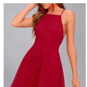 Lulus backless red skater dress